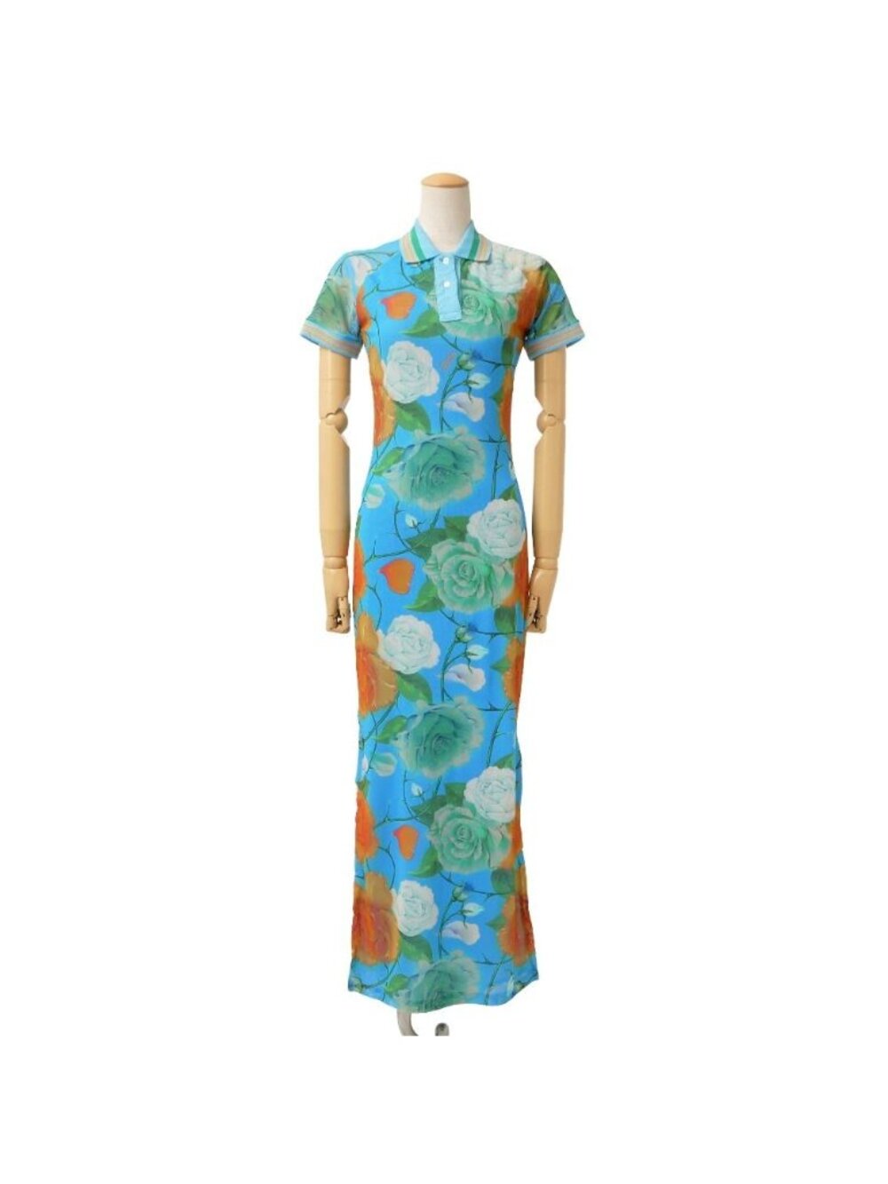 Loewe Roses Polo Doress Dress Paula's Ibiza Mesh Rose Fitted Long Anagram